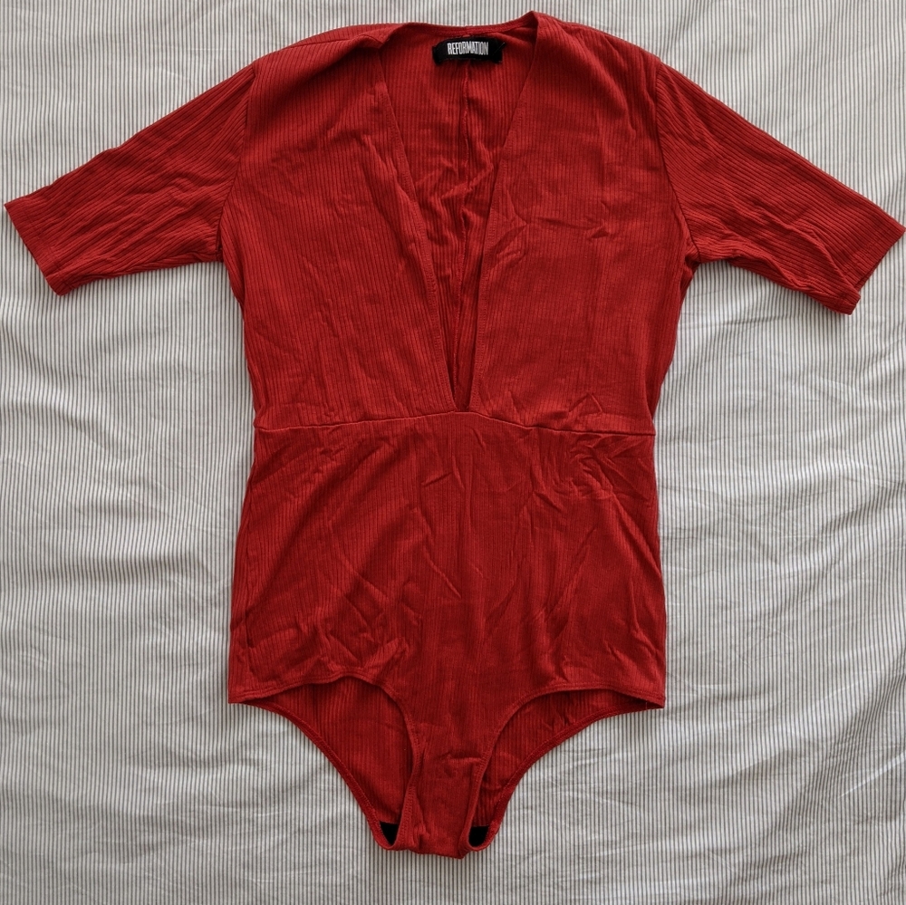Reformation Deep V Bodysuit